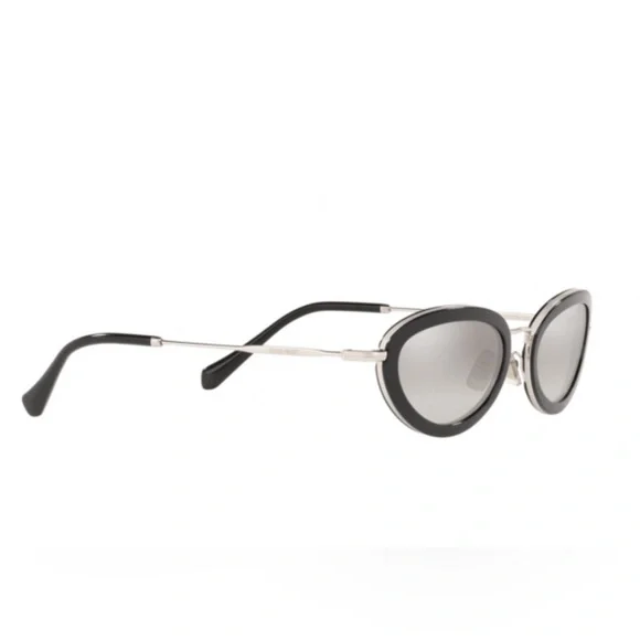 Miu Miu Oval Skinny Sunglasses Mu 58us 1ab 5o0 Black Silver/Grey NWT - Picture 3 of 15